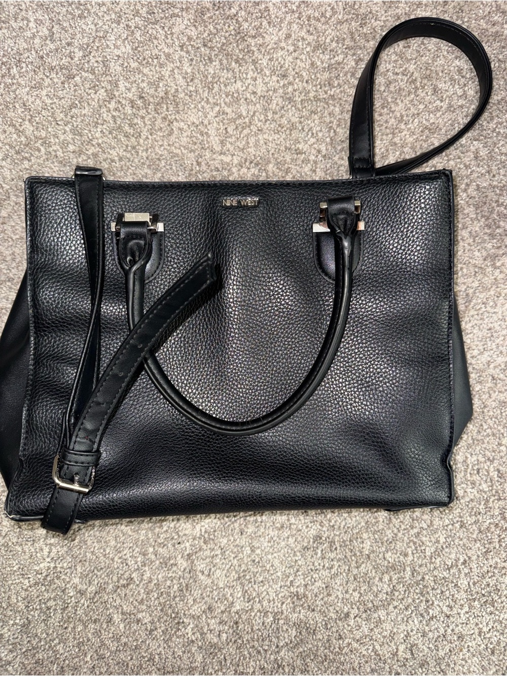 Nine West Black Pebbled Leather Shoulder Tote